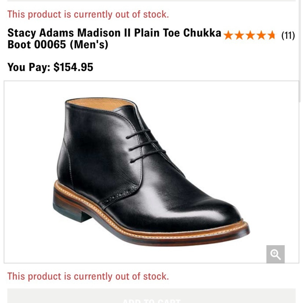Stacy Adams Madison II Plain Toe Chukka Boot 00065